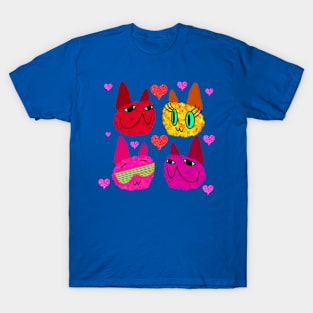 Fuzzy Cats Love Hearts T-Shirt